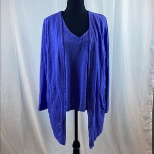 Chico's Two Piece Tank and Cardigan with Waterfall Drape Cotton Blend